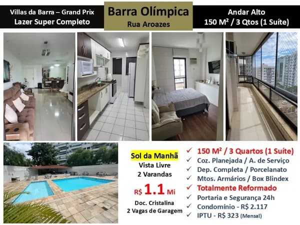 Apto Barra Olímpica Vilas da Barra Grand Prix 150M²