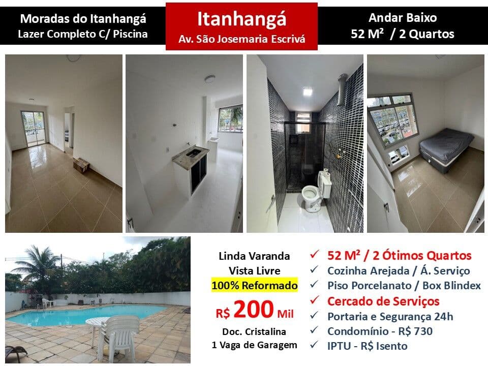 Apto Barra da Tijuca Itanhangá Moradas do Itanhangá 52M²
