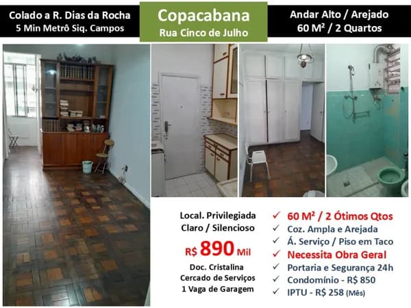 Apto Copacabana Cinco de Julho 60M²
