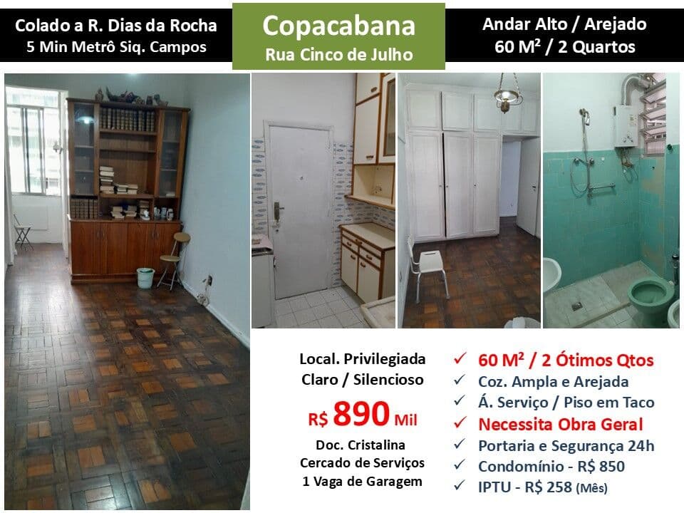 Apto Copacabana Cinco de Julho 60M²