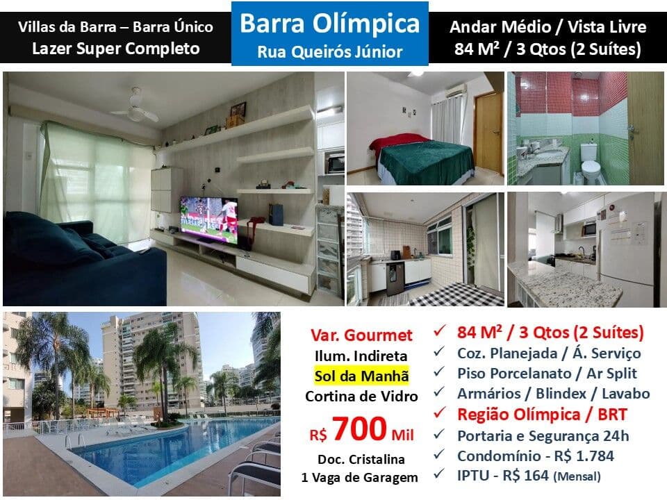 Apto Barra Olímpica Vilas da Barra Barra Único 84M²