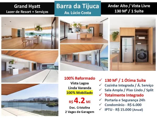 Apto Barra da Tijuca Praia Grand Hyatt 130M²