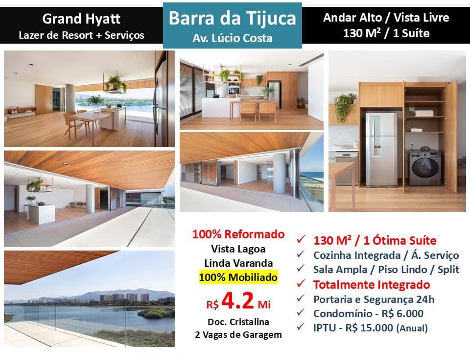 Apto Barra da Tijuca Praia Grand Hyatt 130M²