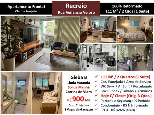Apto Recreio Gleba B Venâncio Veloso 111M²