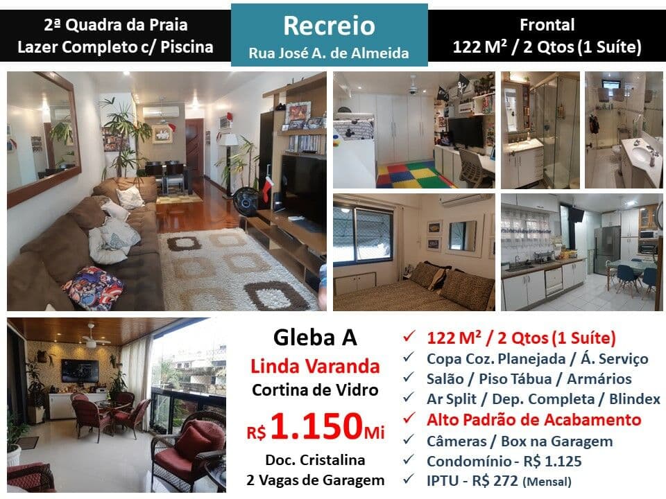 Apto Recreio Gleba A Praia Guilherme de Almeida 122M²