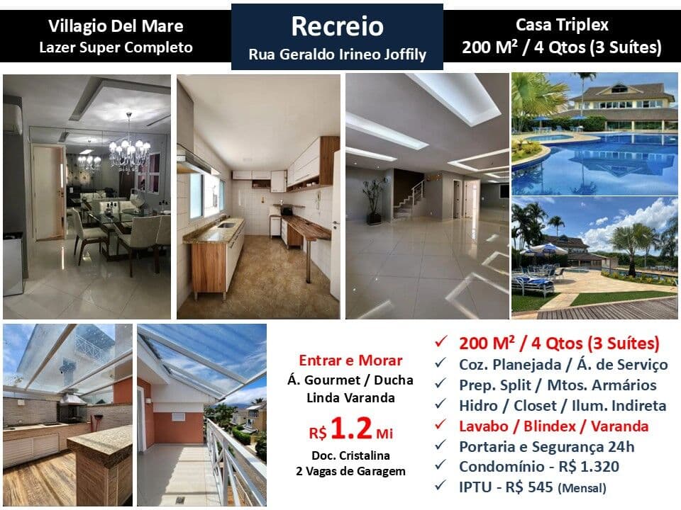 Casa Recreio Villagio Del Mare 200M²