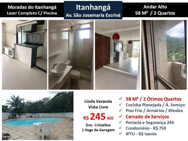 Apto Barra da Tijuca Itanhangá Moradas do Itanhangá 58M²