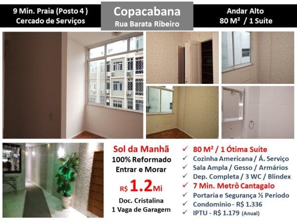 Apto Copacabana Barata Ribeiro 80M²