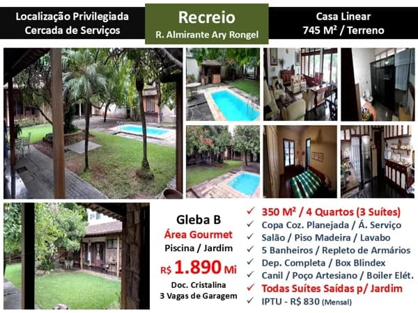 Casa Recreio Gleba B Ary Rongel 350M² Linear