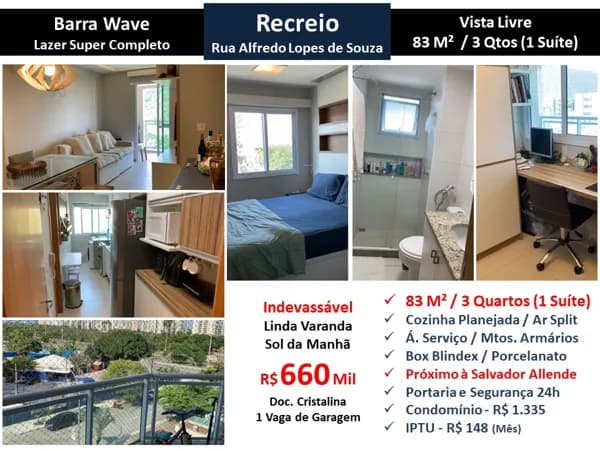 Apto Recreio Barra Wave 83M²