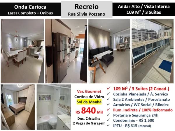Apto Recreio Zico Onda Carioca 109M²