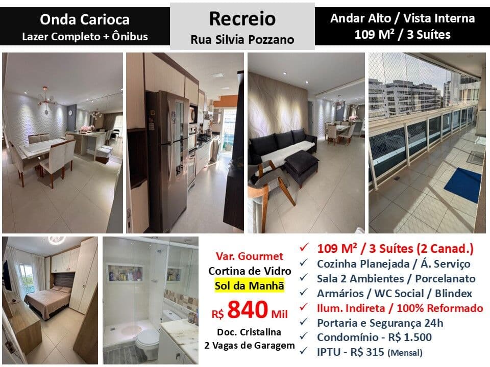 Apto Recreio Zico Onda Carioca 109M²