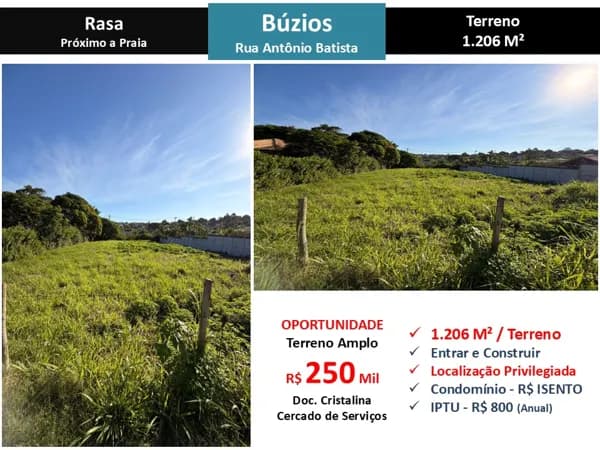 Terreno Búzios Rasa 1.206M²