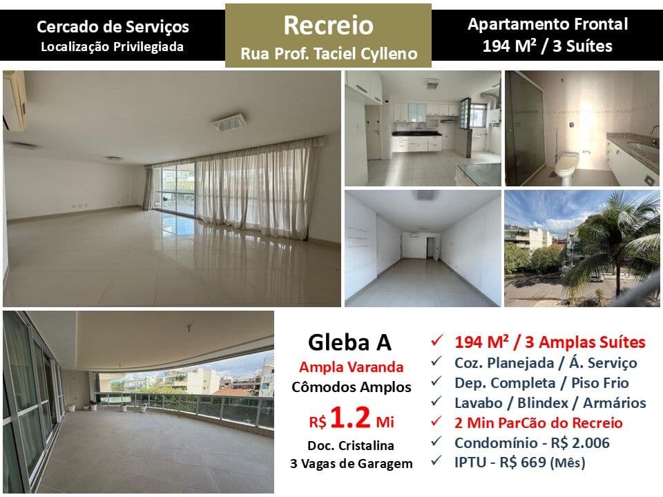 Apto Recreio Gleba A Taciel Cylleno 194M²