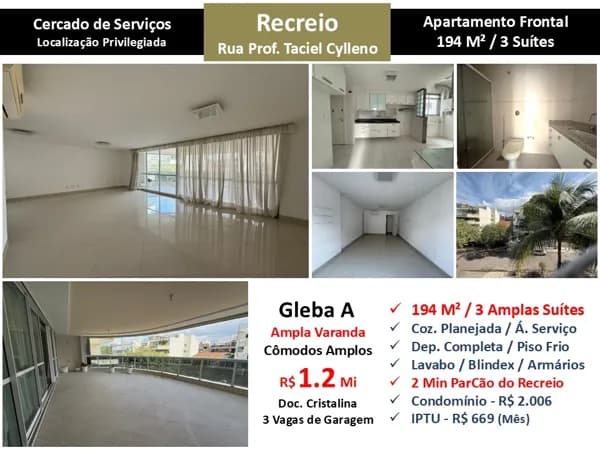 Apto Recreio Gleba A Taciel Cylleno 194M²
