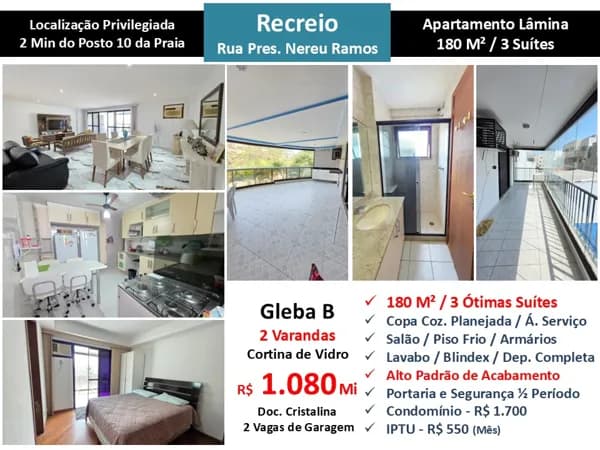 Apto Recreio Gleba B Praia Nereu Ramos 180M²