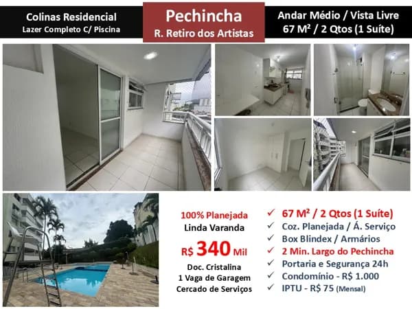 Apto JPA Pechincha Retiro dos Artistas Colinas Residencial 67M²