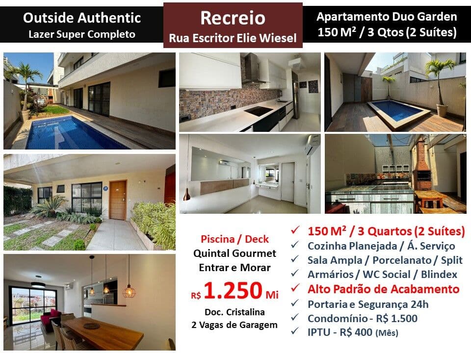 Apto Recreio Zico Outside 150M² Garden 3