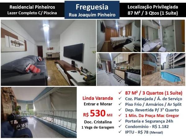 Apto JPA Freguesia Joaquim Pinheiro Residencial Pinheiros 87M²