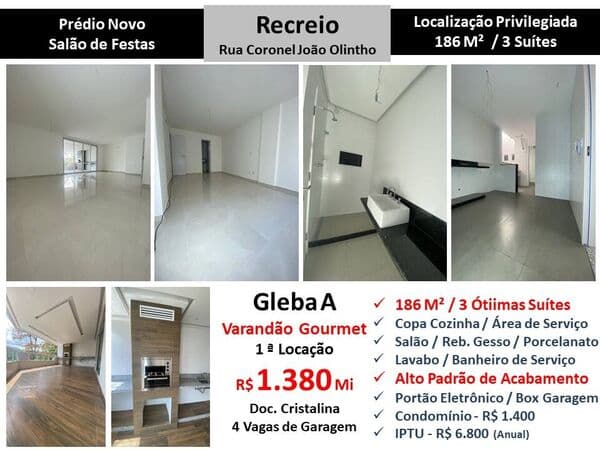 Apto Recreio Gleba A João Olintho 186M²