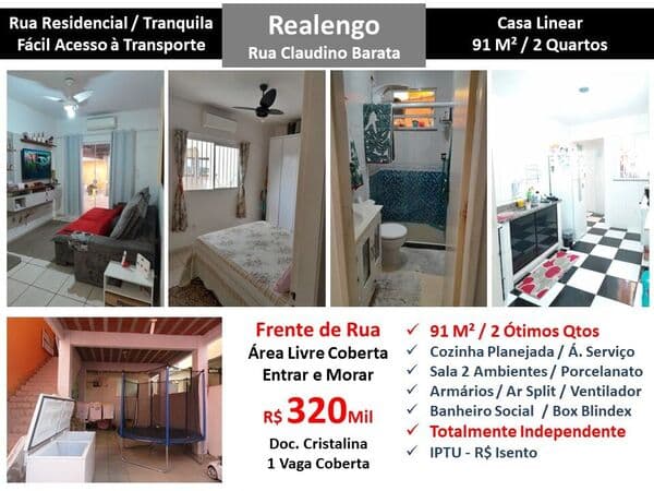 Casa Realengo Claudino Barata 91M² Linear