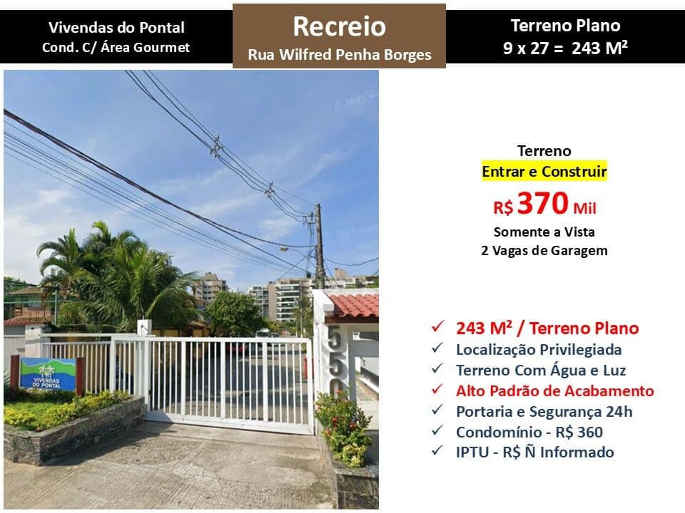 Terreno Recreio Vivendas do Pontal 243M²