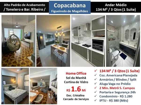 Apto Copacabana Fig. Magalhães 134M²