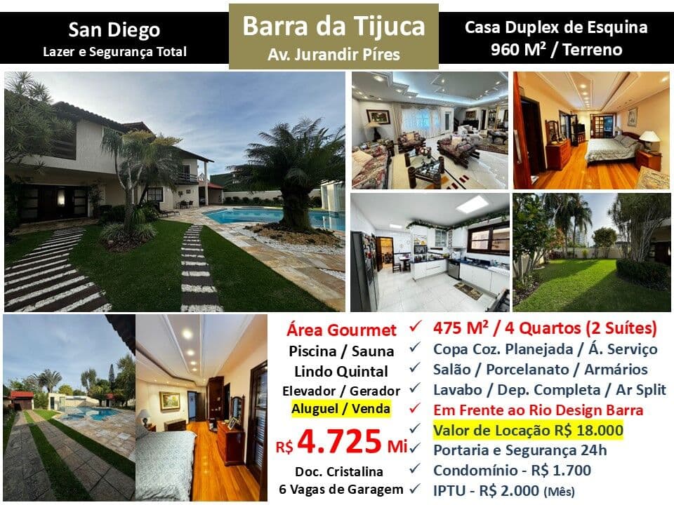 Casa Barra da Tijuca San Diego 475M²