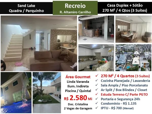 Casa Recreio Zico Sand Lake 270M²