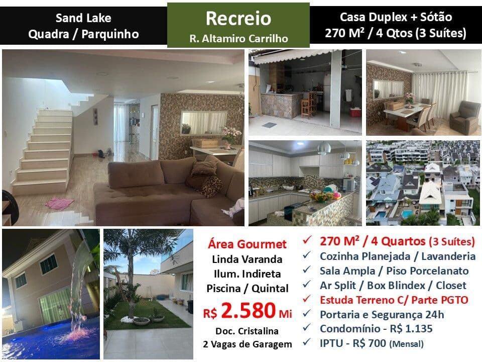 Casa Recreio Zico Sand Lake 270M²