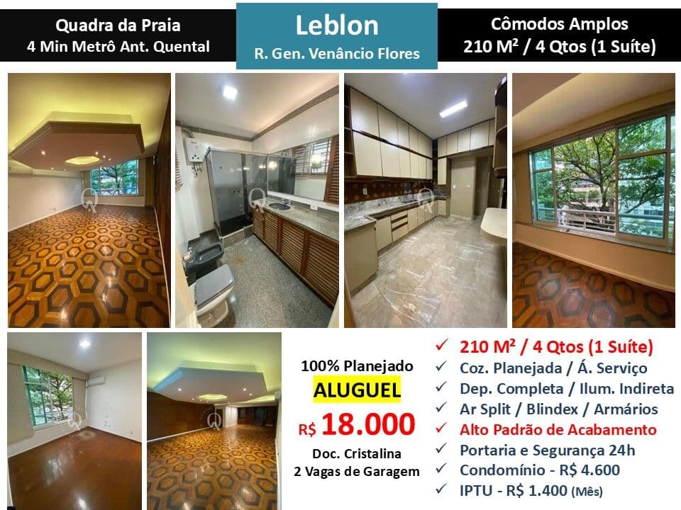 Apto Leblon Gen. Venâncio Flôres 210M²