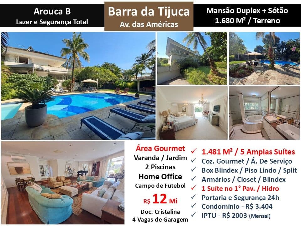 Casa Barra da Tijuca Arouca 1481M²