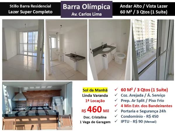 Apto Barra Olímpica Carlos Lima Stillo Barra 60M²
