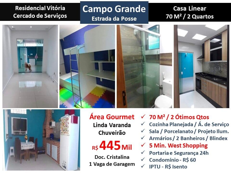 Casa Campo Grande Posse Residencial Vitória 70M² Linear