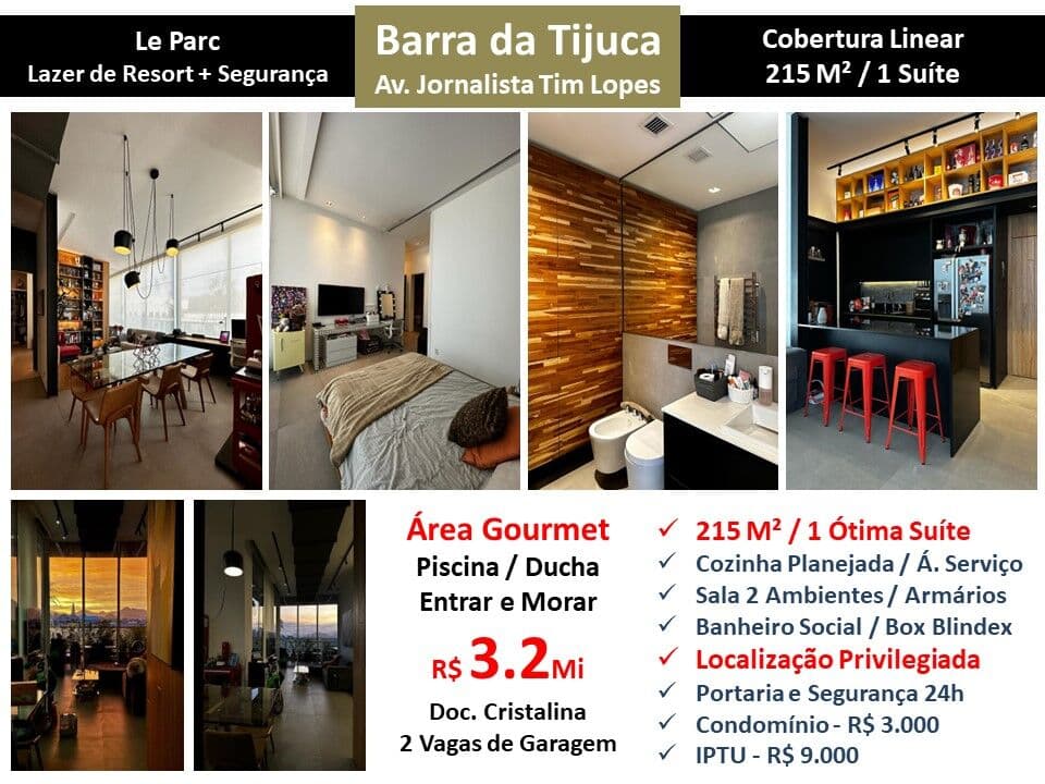 Cob Barra da Tijuca Le Parc 215M² Linear
