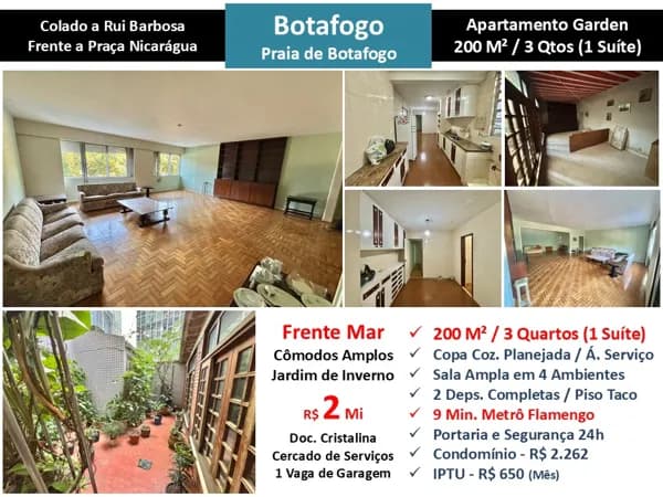 Apto Botafogo Praia de Botafogo 200M² Garden