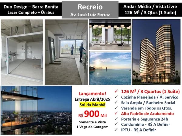 Apto Recreio Barra Bonita Duo Design 126M²
