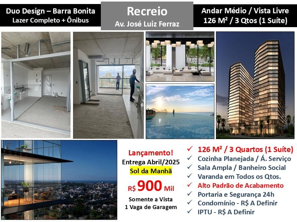 Apto Recreio Barra Bonita Duo Design 126M²