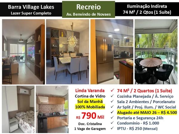 Apto Recreio Barra Village Lakes 74M² 9