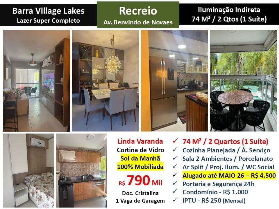 Apto Recreio Barra Village Lakes 74M² 9