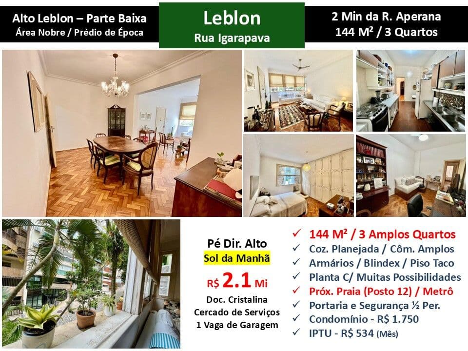 Apto Leblon Alto Leblon Igarapava 144M²