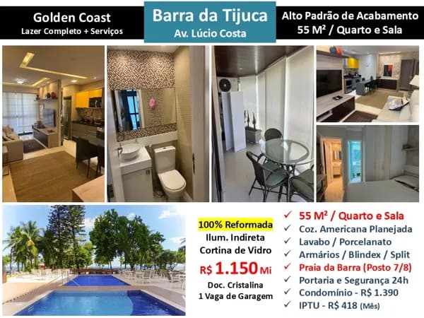 Apto Barra da Tijuca Praia Golden Coast 55M²