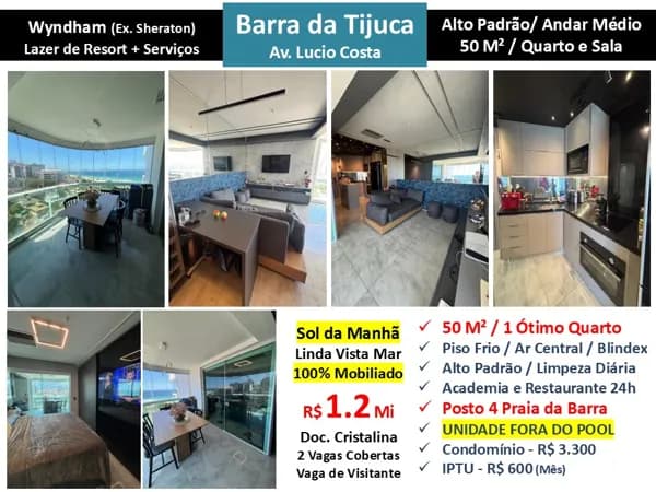 Apto Barra da Tijuca Praia Sheraton Whyndham 50M²