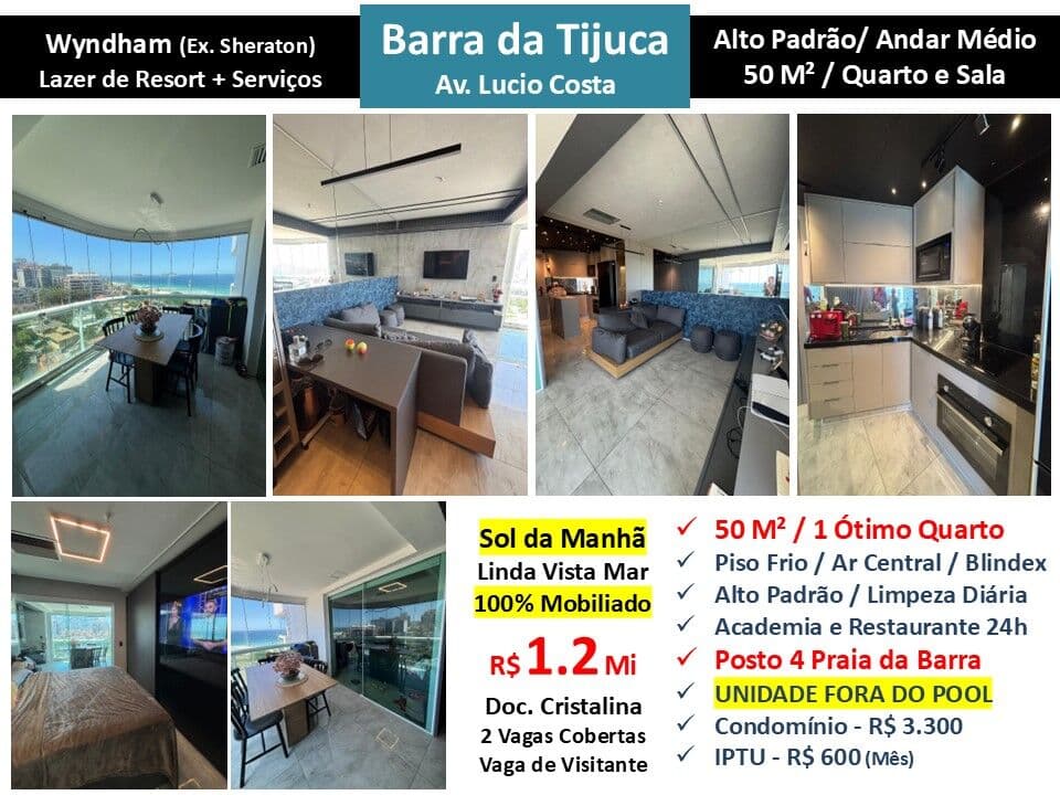 Apto Barra da Tijuca Praia Sheraton Whyndham 50M²