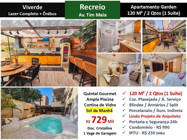 Apto Recreio Zico Viverde 120M² Garden