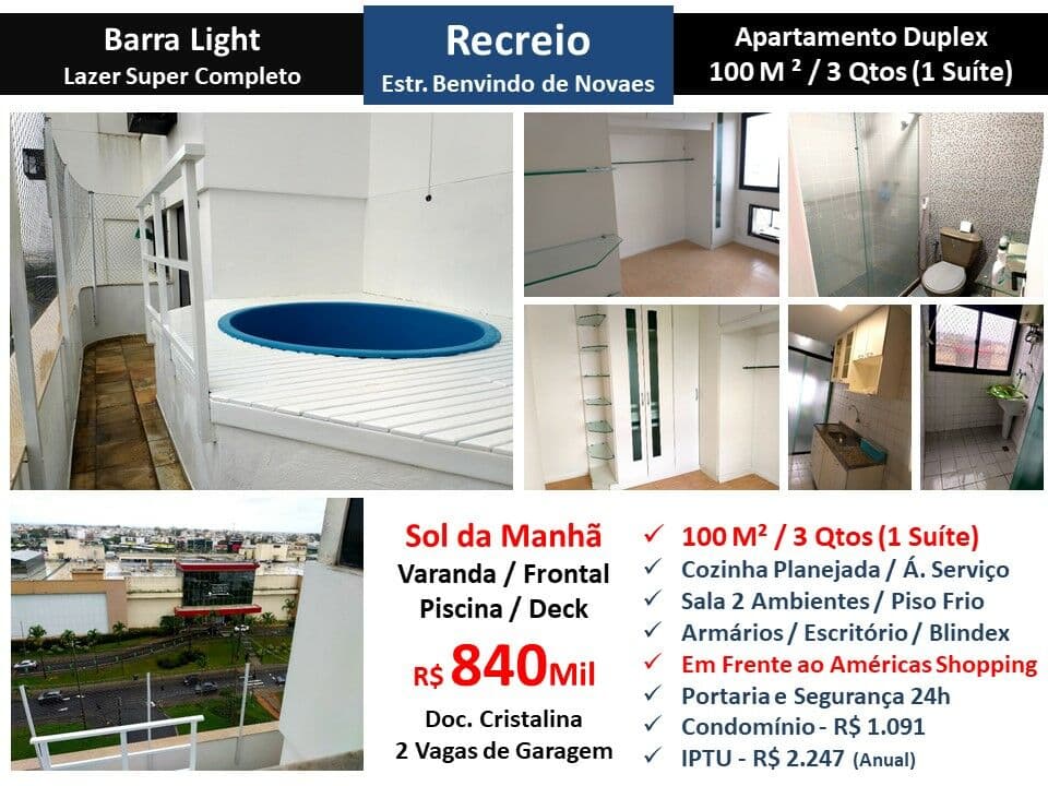 Apto Recreio Barra Light 100M²