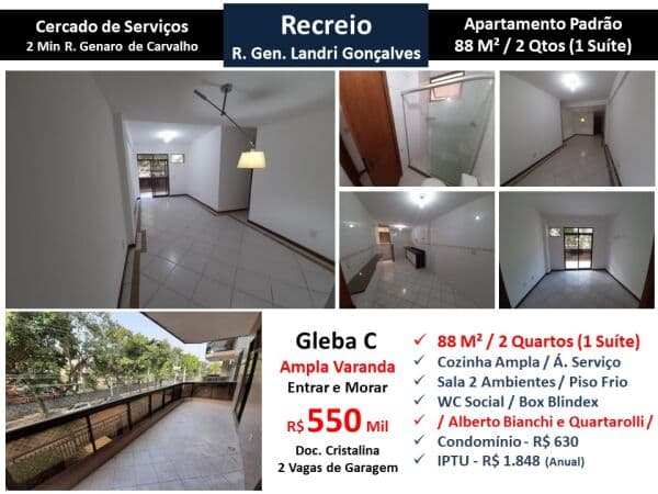 Apto Recreio Gleba C Landri Gonçalves 88M²
