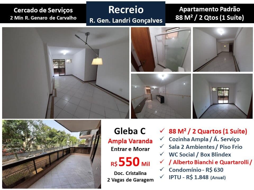 Apto Recreio Gleba C Landri Gonçalves 88M²