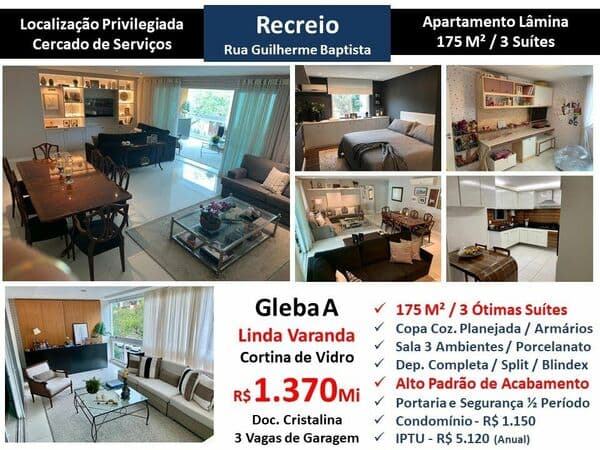 Apto Recreio Gleba A Guilherme Baptista 175M²
