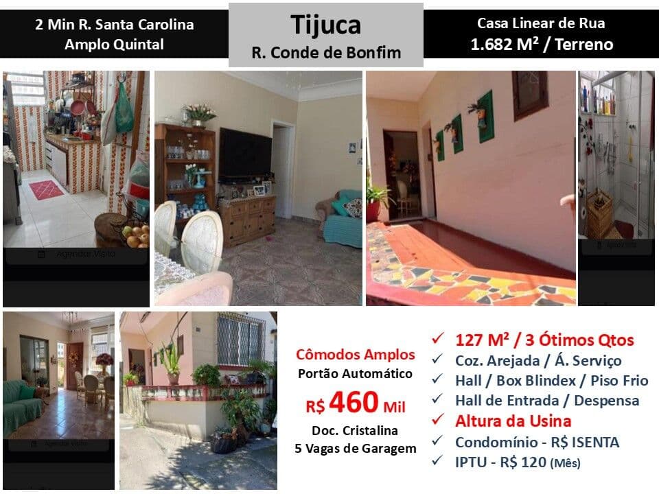 Casa Tijuca Conde de Bonfim 127M² Linear